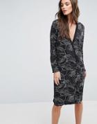 Y.a.s Beany Printed Wrap Dress - Black