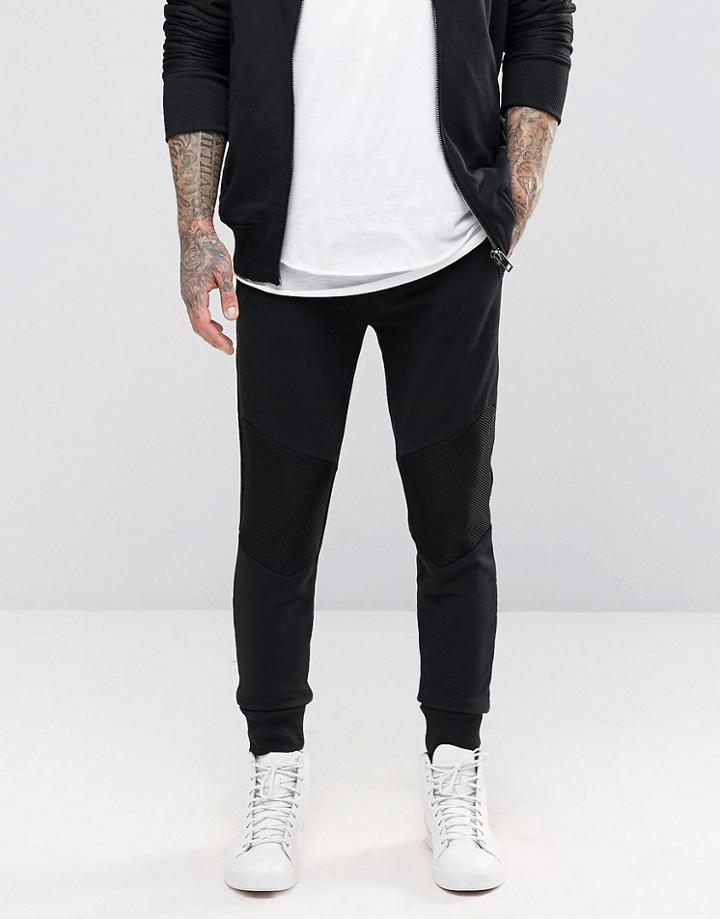 Diesel P-soul Sweat Pants Mesh Knee - Black