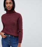 Noisy May Tall Cable Knit High Neck Sweater-red