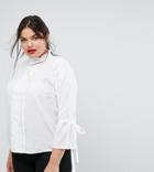 Simply Be High Neck Bow Detail Blouse - White