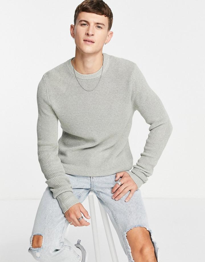 Jack & Jones Crew Neck Sweater In Light Gray-grey