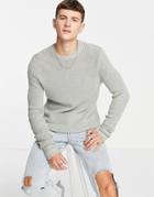 Jack & Jones Crew Neck Sweater In Light Gray-grey