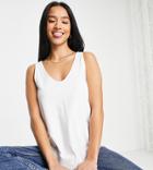 Asos Design Petite Ultimate Tank Top With Scoop Neck In Organic Cotton In White