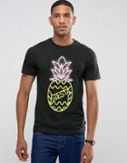 Jack & Jones Originals T-shirt With Pineapple Neon Light Print - Black
