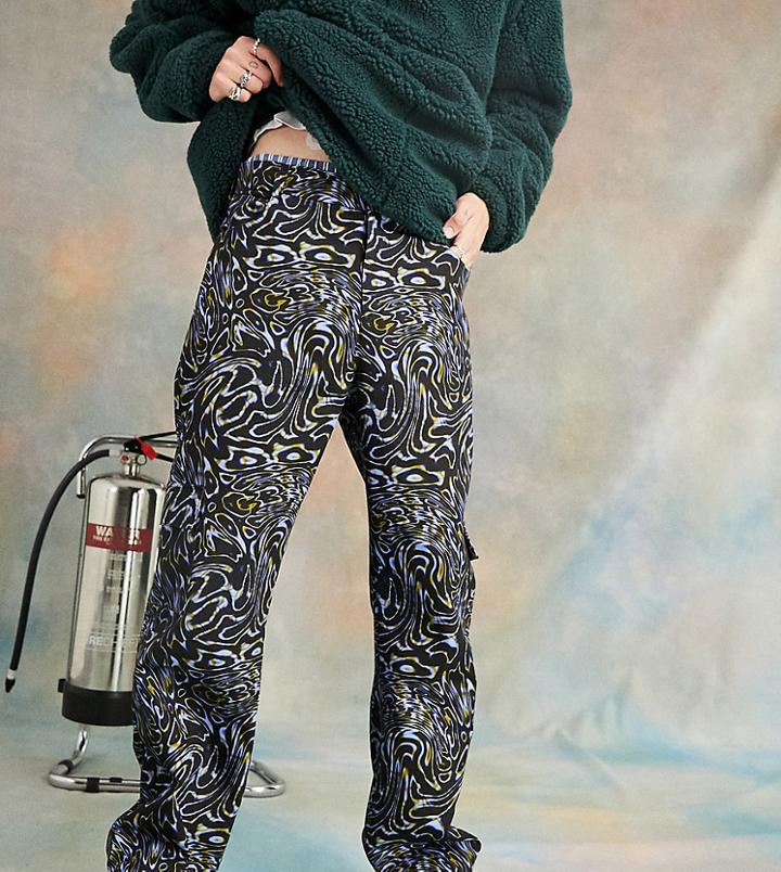 Collusion 90s Fit Cargos In Warped Print-multi