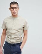 Selected Homme Short Sleeve Grandad Collar Shirt - Beige