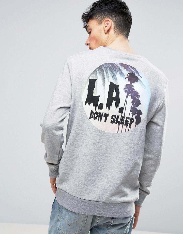Systvm La Never Sleep Back Print Sweater - Gray