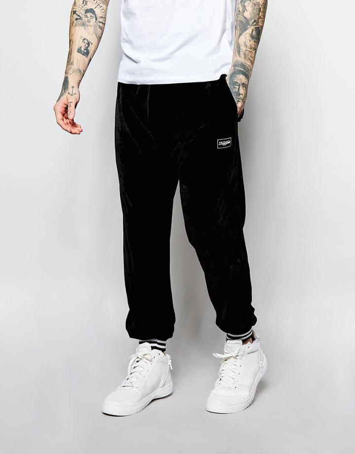 Jaded London Velour Joggers - Black