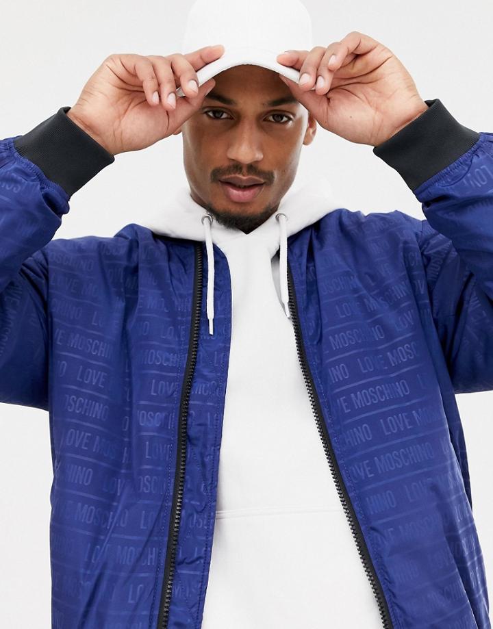Love Moschino Allover Print Bomber Jacket - Navy