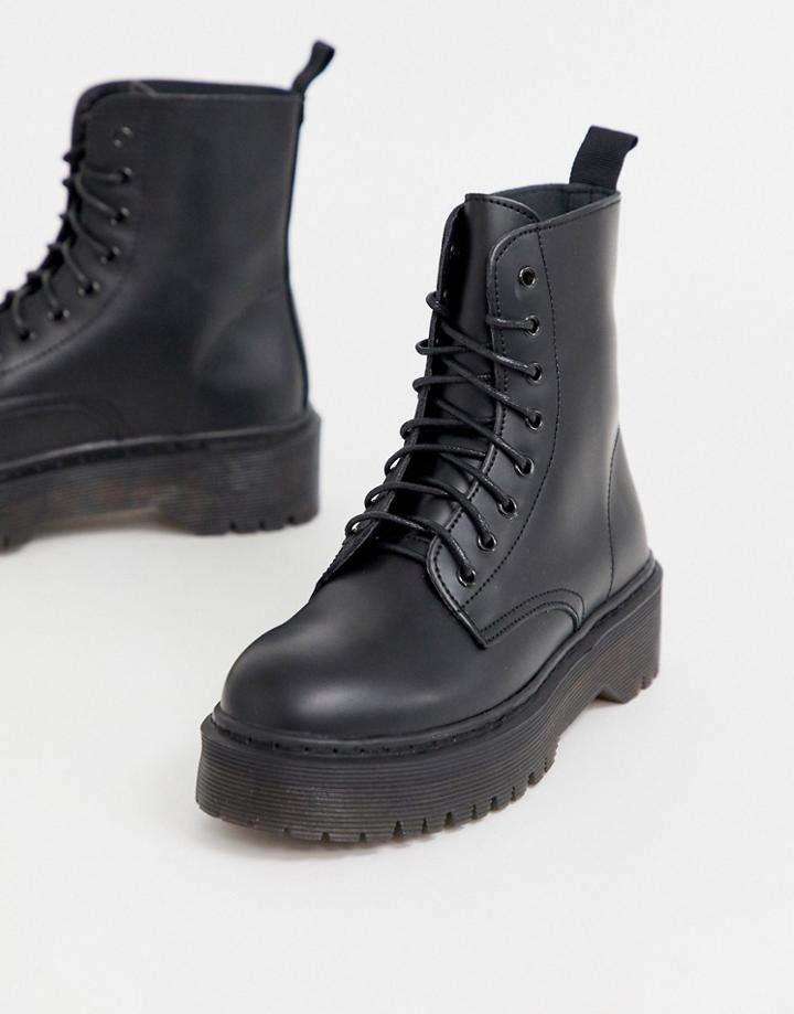Glamorous Black Chunky Flatform Boots