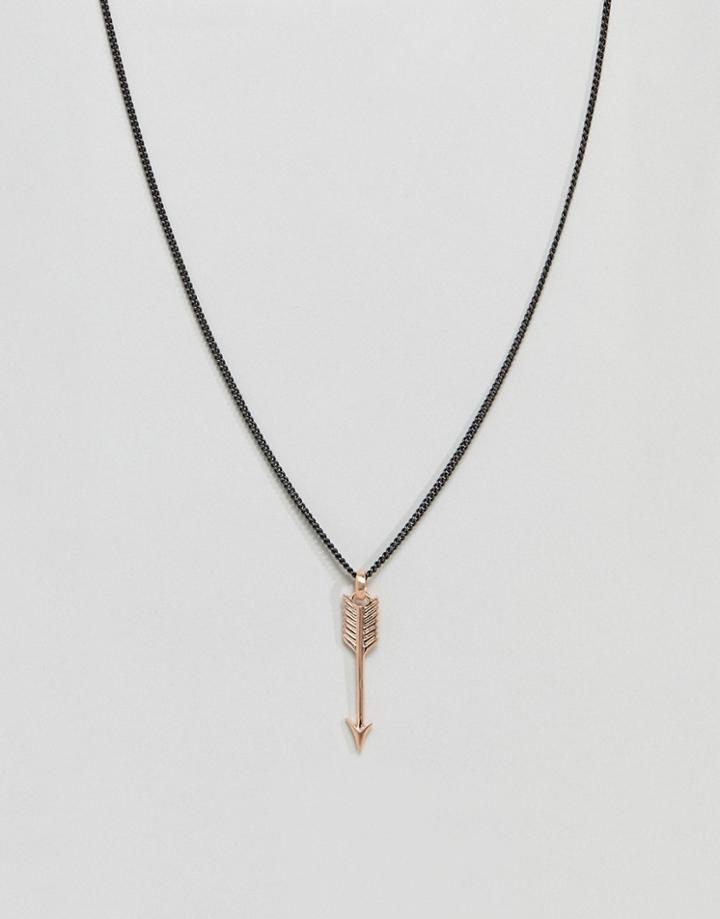 Simon Carter Arrow Pendant Necklace In Antique Silver & Brushed Rose Gold - Silver