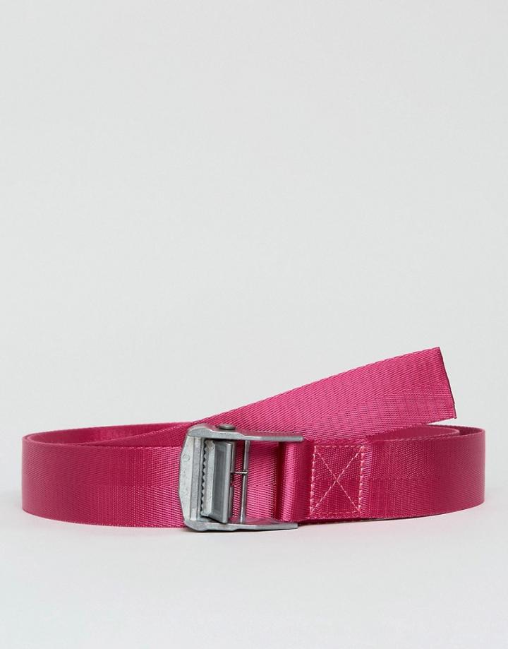Asos Slim Woven Long Ended Belt In Pink - Pink