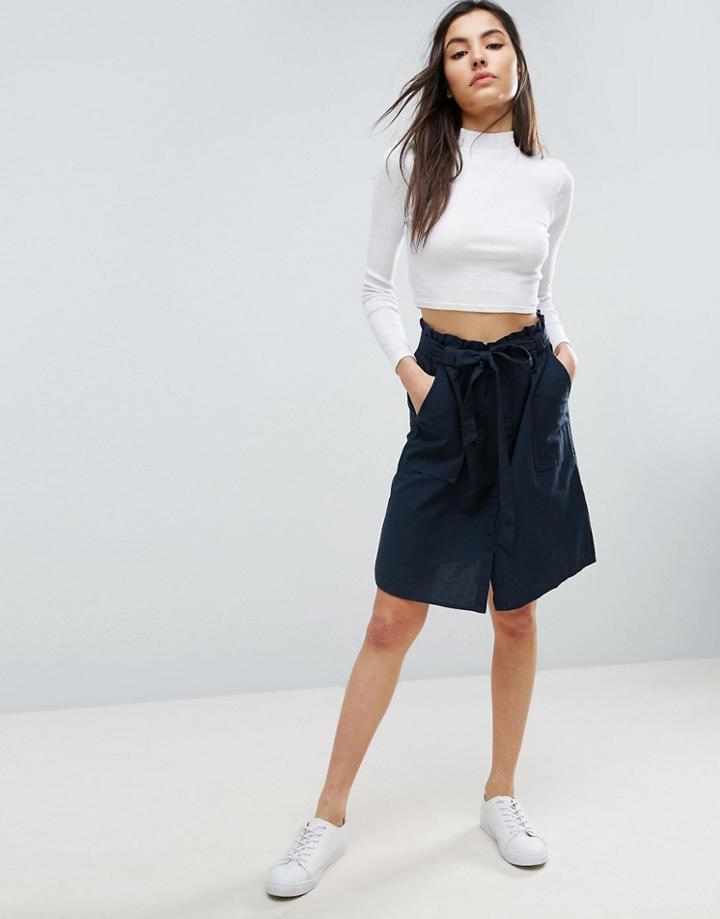 Vila Belted Drawstring Skirt - Blue