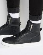 Asos Sneakers In Black With Large Cuff And Zips - Black