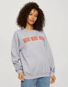 Miss Selfridge Hohoho Christmas Sweatshirt In Gray-grey