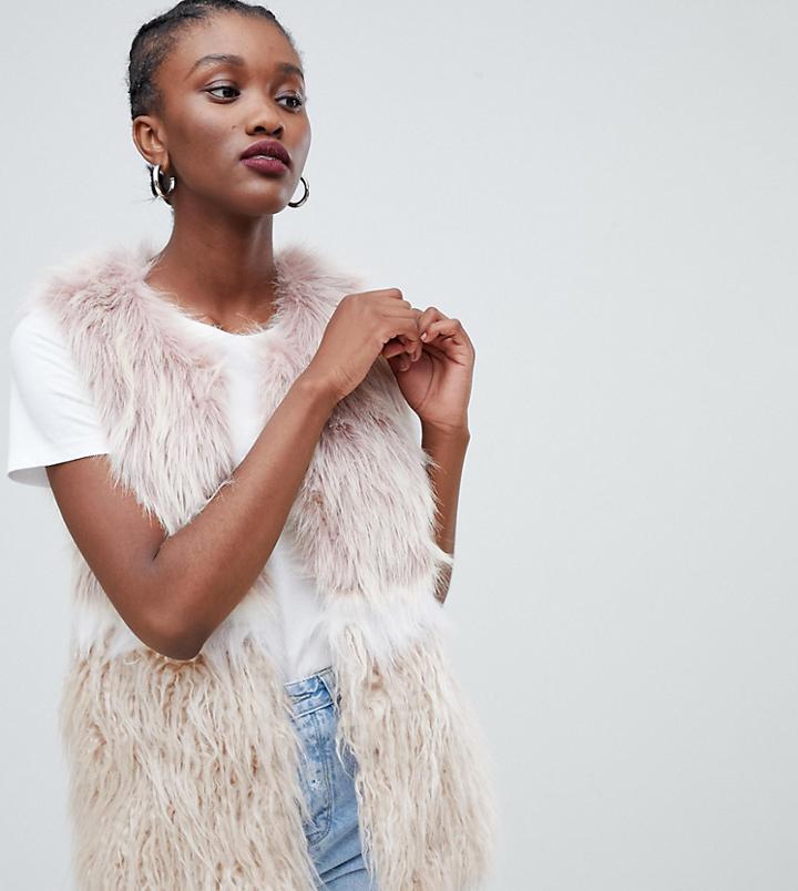 New Look Faux Fur Vest-gray