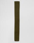 7x Knitted Tie In Khaki - Green