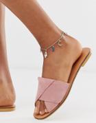 Asos Design Anklet With Mystical Charms And Hamsa Hand Pendants In Silver Tone - Gold