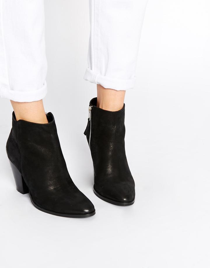 Asos Ramsden Pointed Zip Leather Ankle Boots - Black