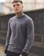 Fred Perry Crew Neck Cotton Mix Sweater In Gray