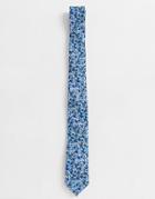 Asos Design Wedding Slim Tie In Blue Ditsy Print - Blue