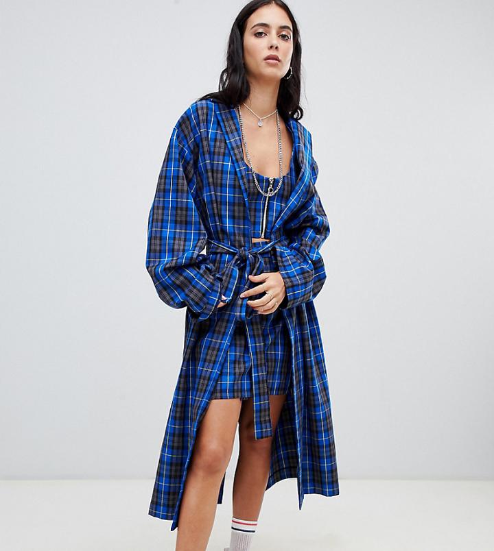 Milk It Vintage Check Mac Jacket - Blue