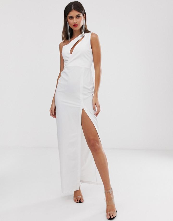 Vesper One Shoulder Maxi Dress In White - White