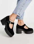 Koi Footwear Sai Vegan Mary Jane Heeled Shoes In Black Faux Suede