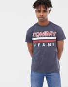 Tommy Hilfiger Logo Stripe T-shirt - Gray