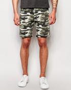 Asos Denim Shorts In Stretch Slim Camo - Camo