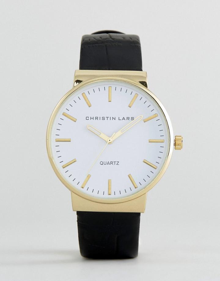 Christin Lars Black Strap Watch - Black