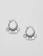 Asos Design Hexagon Shape Charm Hoop Earrings - Silver