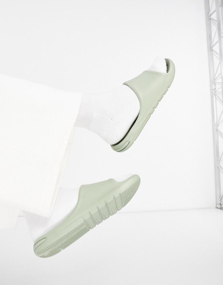 Asos Design Slides In Sage-green