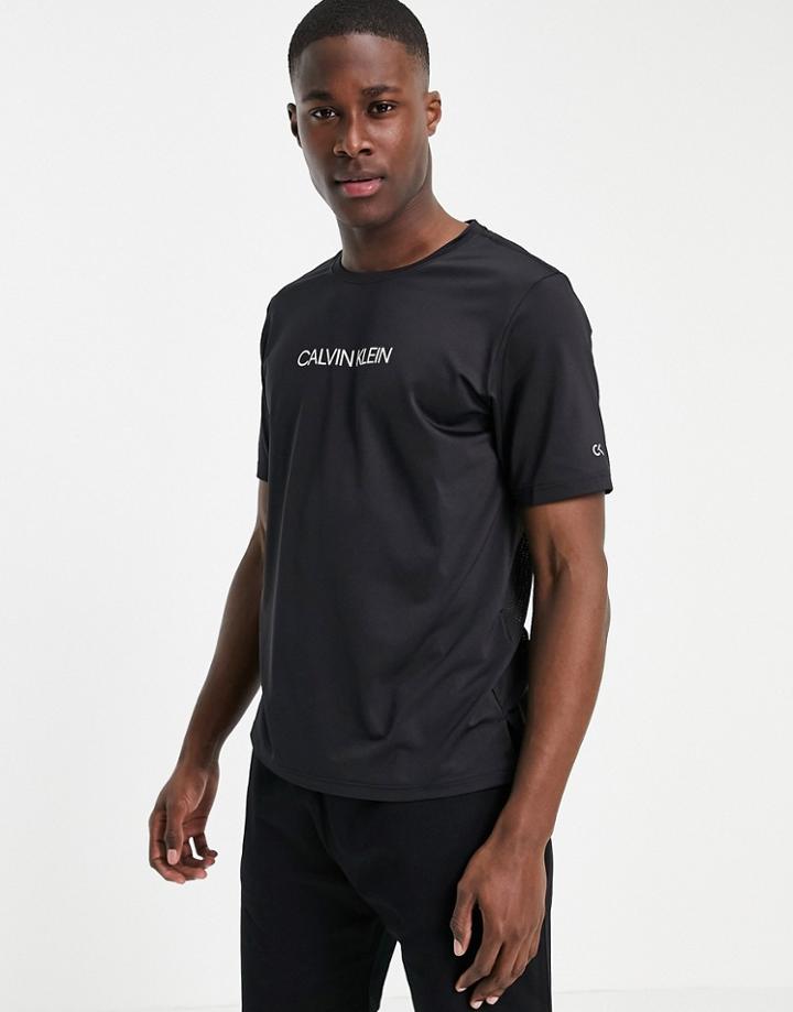 Calvin Klein Performance Central Logo Running T-shirt In Black
