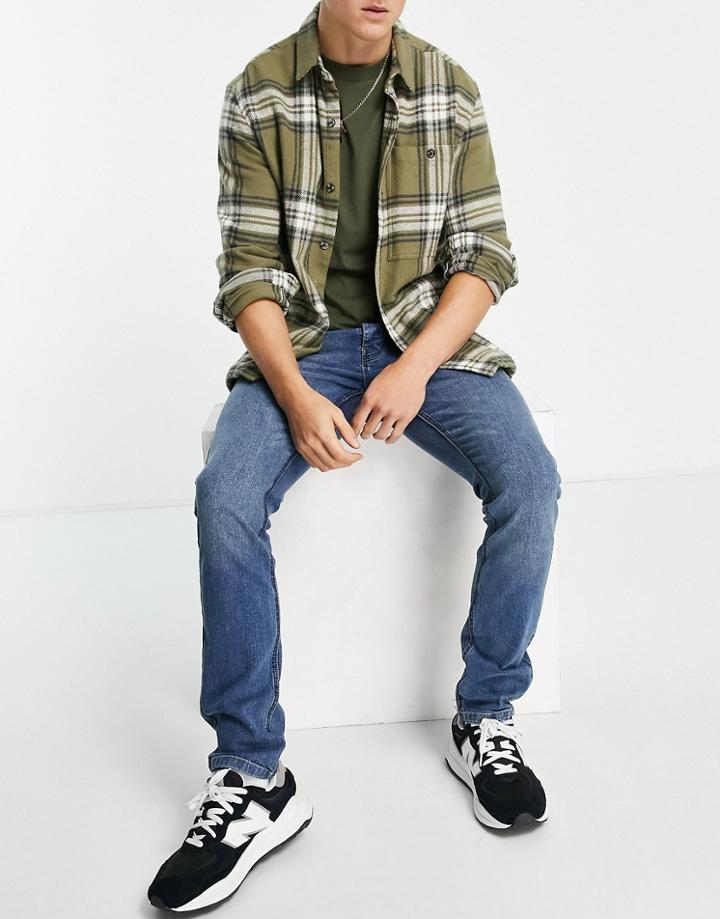 French Connection Slim Fit Jeans In Mid Blue-blues