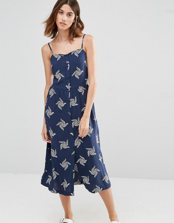 Warehouse Swirl Print Cami Dress - Navy Print