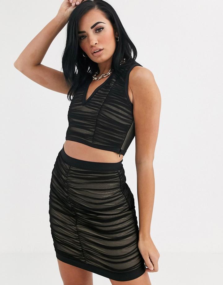 The Girlcode Ruched Bandage Crop Top Two-piece