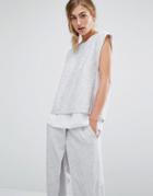 Parallel Lines Top With Wrap Back And Double Layer - Gray