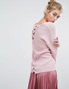 Miss Selfridge Lattice Back Sweater - Pink