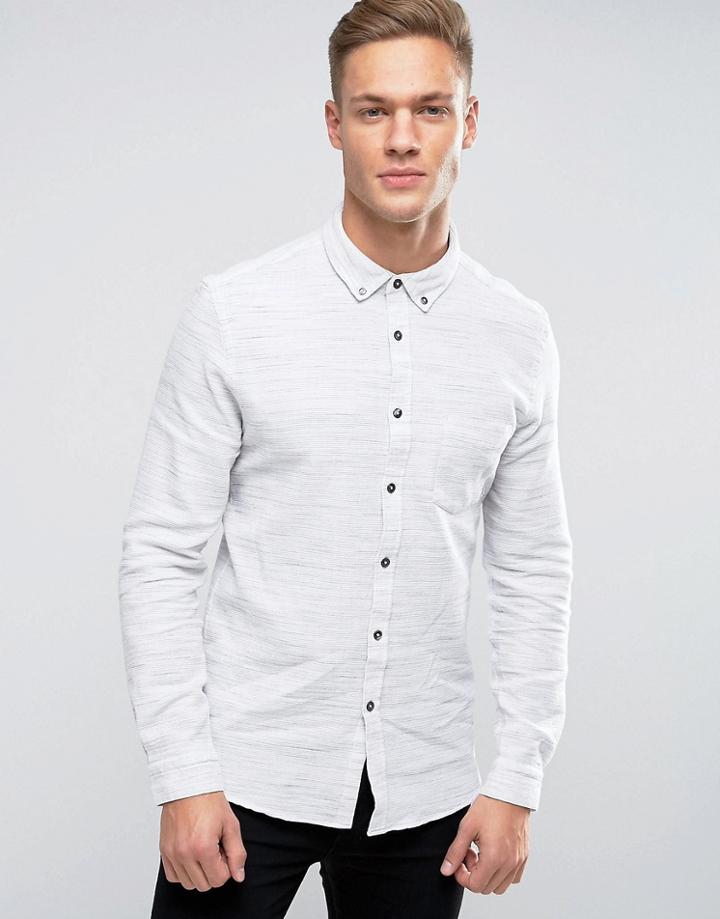 Burton Menswear Slim Shirt In Marl - Cream