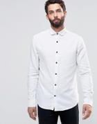 Only & Sons Flecked Shirt With Curved Collar - White