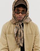 Asos Design Oversized Scarf In Verita Print - Brown
