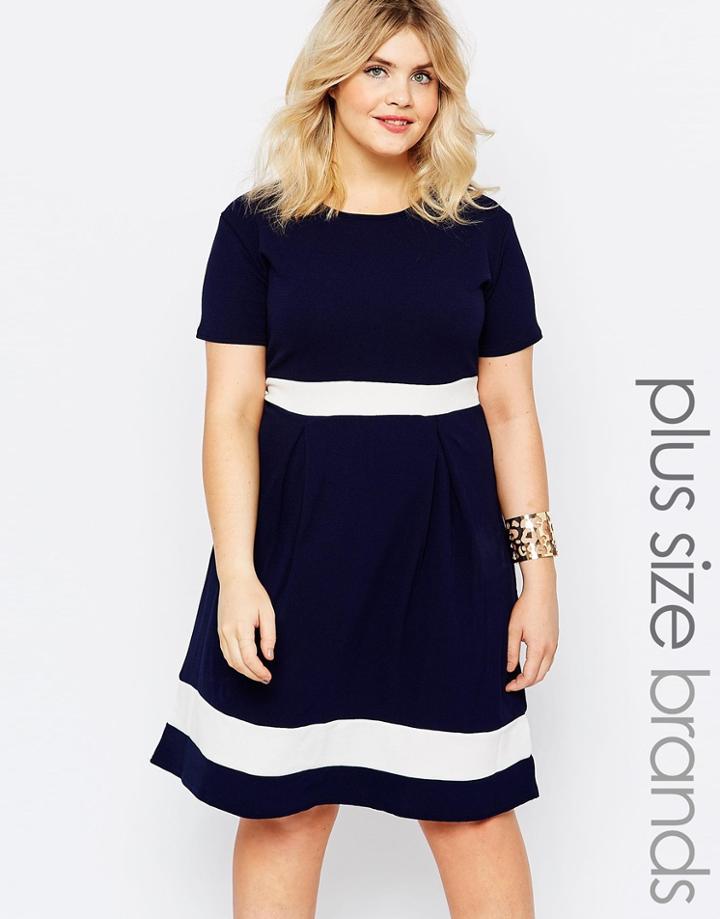 Praslin Plus Size Skater Dress With Contrast Band