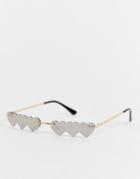 Public Desire Multi Heart Sunglasses In Metallic Silver
