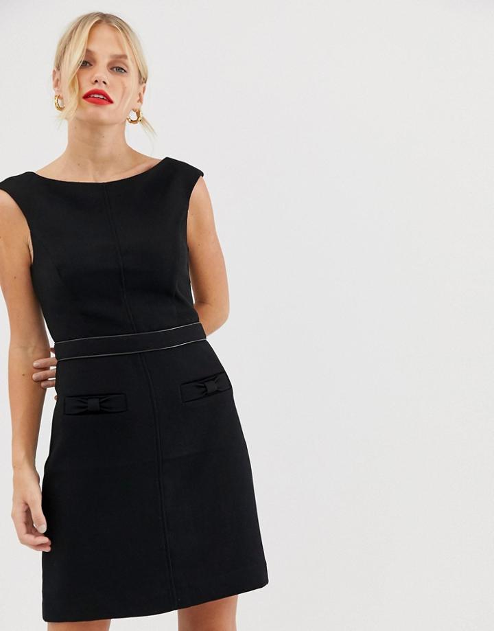 Oasis Pencil Dress With Bow Detail In Black - Black