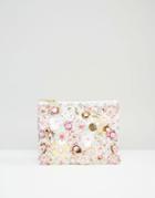 Asos Metallic Floral And Bead Clutch Bag - Multi