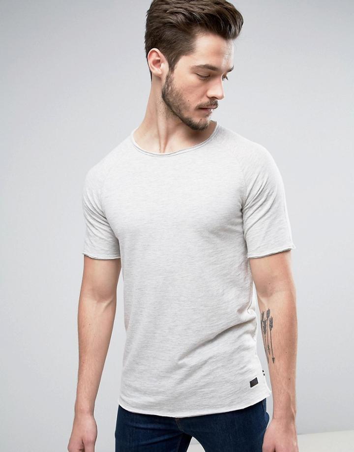 Produkt T-shirt With Raw Curved Hem And Raglan Sleeve - White