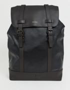 Asos Design Leather Backpack In Black With Double Straps - Black