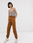 Only Cargo Pants With Pocket Detail-brown