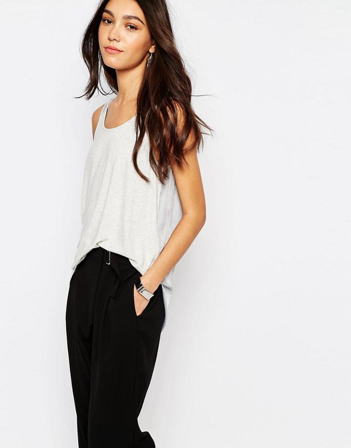 Vila Mixed Fabric Tank Top - Super Lgm